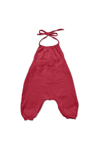 Kidizi Children's muslin jumpsuit with bare back Ethel chilli 1-2 years
