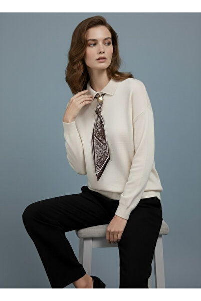 meday Clothing Eleganța eșarfului: Pulover tricot premium cu guler polo