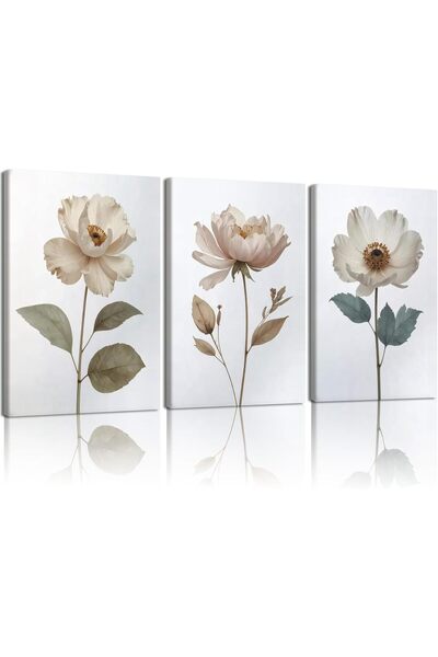 ALAYRA International مجموعة من 3 لوحات فنية تجريدية بسيطة على قماش، مقاس 40 ×...