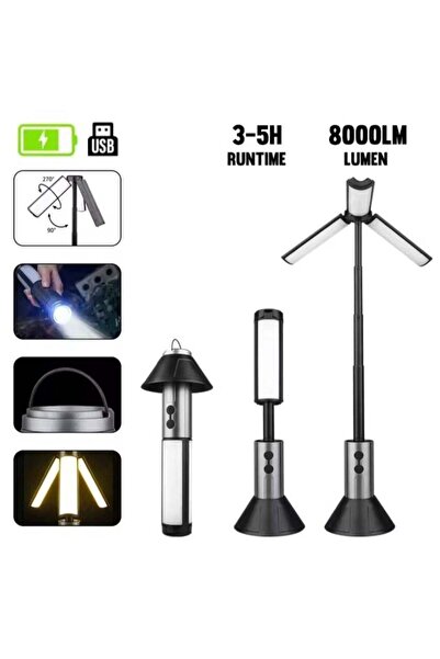 Beauenty فانوس تخييم تلسكوبي محمول قابل لإعادة الشحن بسعة 3000 مللي أمبير