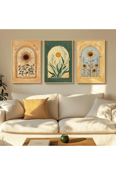 ALAYRA International مجموعة من 3 لوحات فنية تجريدية بسيطة على قماش، مقاس 40 ×...