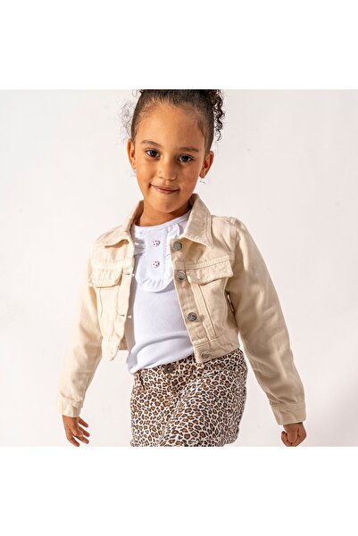 UrazBebe %100 Pamuk Kız Çocuk Ham Kot Ceket – Düğmeli, Uzun Kollu, Crop Model