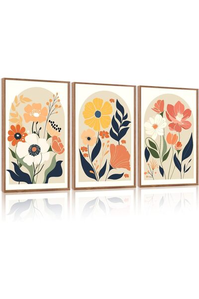 ALAYRA International مجموعة من 3 لوحات فنية تجريدية بسيطة على قماش، مقاس 40 ×...