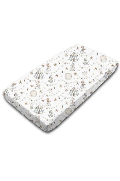 Kidizi Cearceaf din bumbac cu elastic roata pentru patut 120x60 cm Circus