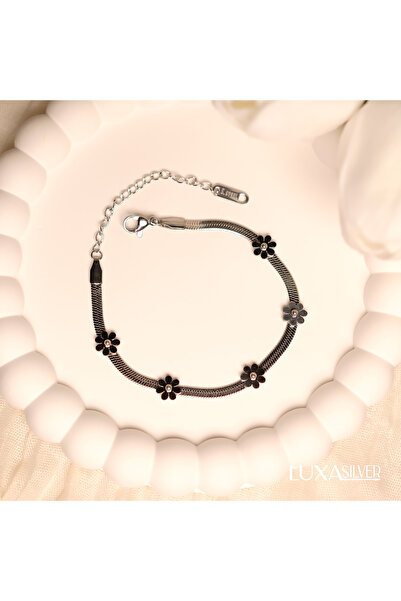 luxa silver jewellery Çelik Papatyalı İtalyan Zincir Bileklik • Minimalist İt...