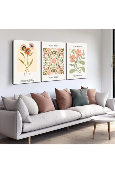 ALAYRA International مجموعة من 3 لوحات فنية تجريدية بسيطة على قماش، مقاس 40 ×...