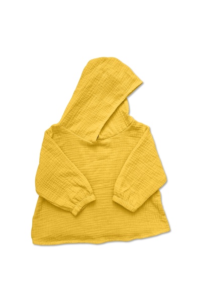 Kidizi Children's muslin blouse with long sleeves and hood Amos curry 1-2 years