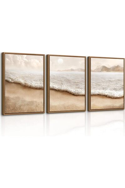 ALAYRA International مجموعة من 3 لوحات فنية تجريدية بسيطة على قماش، مقاس 30×4...