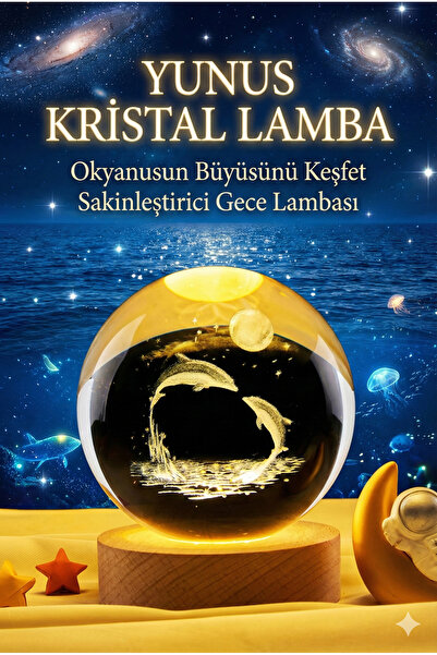 sonx 3D Kristal Küre Gece Lambası - Ahşap Tabanlı Dekoratif LED Masa Üstü Ayd...