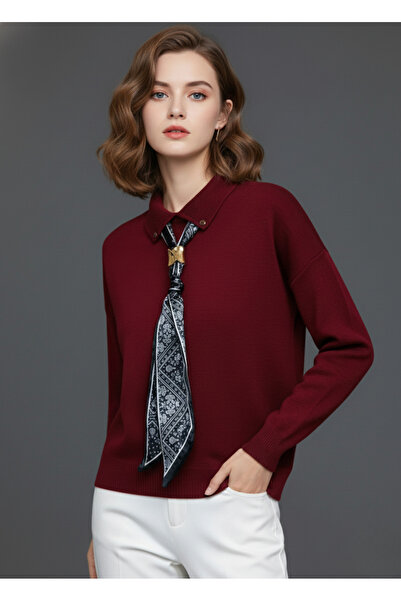 meday Clothing Eleganța eșarfului: Pulover tricot premium cu guler polo