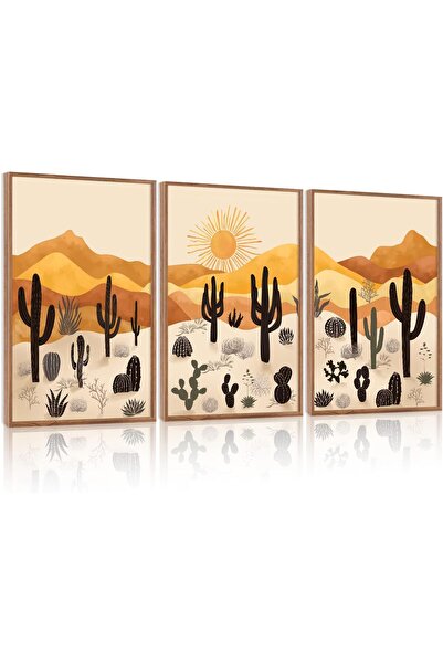 ALAYRA International مجموعة من 3 لوحات فنية تجريدية بسيطة على قماش، مقاس 30×4...