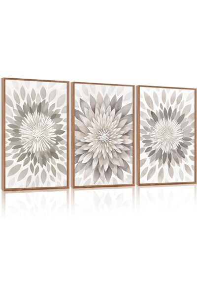 ALAYRA International مجموعة من 3 لوحات فنية تجريدية بسيطة على قماش، مقاس 40 ×...