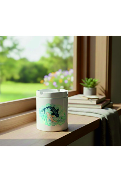 mibales Koi Fish Patterned Ceramic Decorative Ashtray