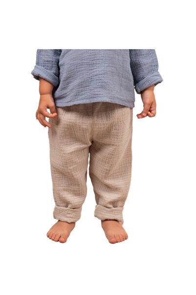 Kidizi Long pants for children made of double muslin Noah nature 1-2 years, a...