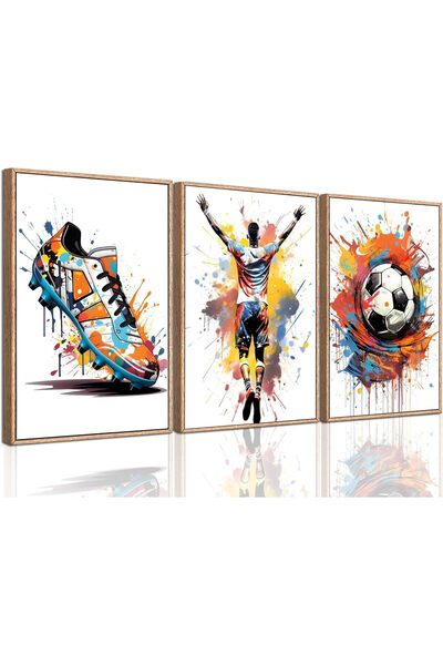 ALAYRA International مجموعة من 3 لوحات فنية تجريدية بسيطة على قماش، مقاس 30×4...