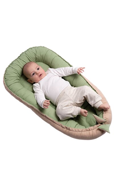 Kidizi Cosulet bebelus pentru dormit din tesatura de in Baby Nest Cocoon 90x50 cm Olive