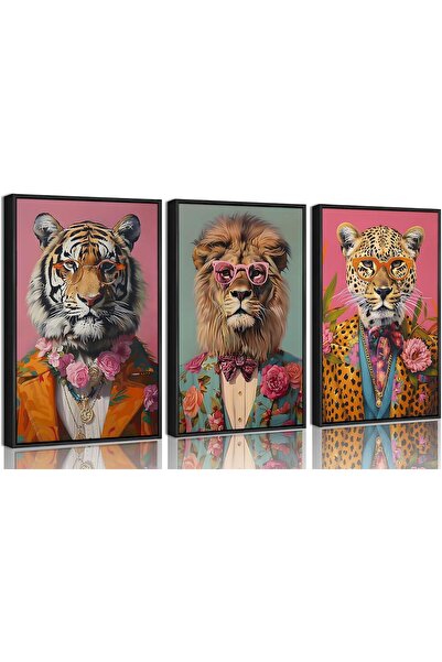 ALAYRA International مجموعة من 3 لوحات فنية تجريدية بسيطة على قماش، مقاس 30×4...