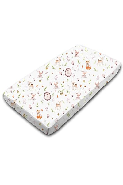 Kidizi Cearceaf din bumbac cu elastic roata pentru patut 120x60 cm Forest Joy