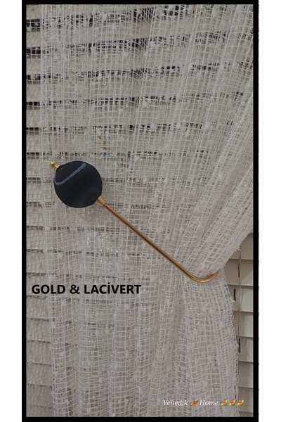 venedik home cu două rânduri de nasturi suporturi de fixare pentru cornișă, auriu și bleumarin, 1 bucată, ușor de instalat fără perforare a peretelui.