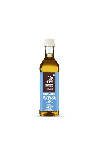 Pure & Sure Organic Castor Oil 500 ml - Cold Pressed Organic Cooking Oil
