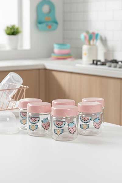 krommet Altılı Desenli Bebek Mama Kavanozu 200 Ml