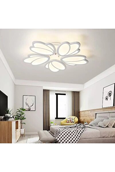 OEM TULIP 73W LED Chandelier with Remote, 5 Petals, Cool/Warm/Neutral, Dimmable, White