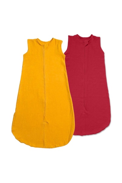 Kidizi Set of 2 summer sleeping bags for children made of double muslin 3-18 curry chilli, 0.3 tog