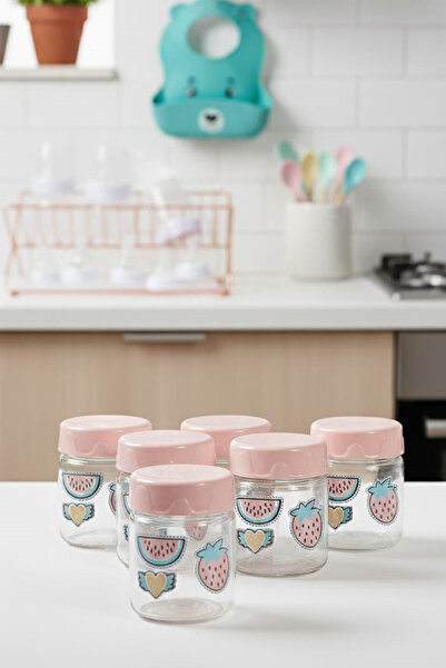 krommet Altılı Desenli Bebek Mama Kavanozu 200 Ml