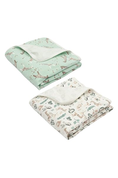 Kidizi Комплект от 2 меки и пухкави памук одеяла 85x85 см Сафари жираф