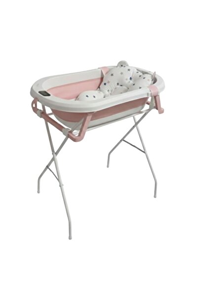 Kidizi Cadita pliabila cu termometru electronic, hamac ajustabil,dop si stand pliabil Folda roz ...