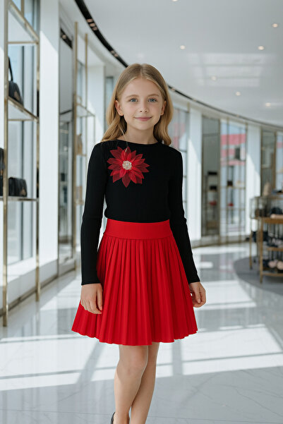 Ugly Duck FUSTĂ PLIATĂ CU ELASTIC LA TĂIȚELE - VÂRSTA 06-14 - ROȘU