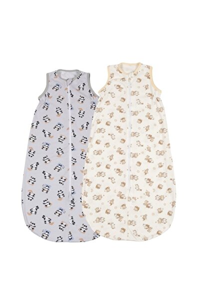 Kidizi Set 2 saci de dormit de vara 0-18 luni Orso Panda, 100% bumbac, 80 cm,...