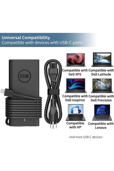 Dell Posh 65W USB-C Laptop Charger Replacement for (Slim)