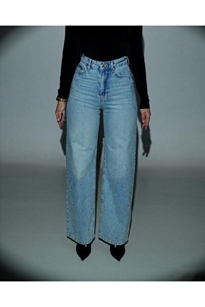 Moodbasic GÜMÜŞ İNCİLİ PANTOLON MB20.94 Buz Mavi