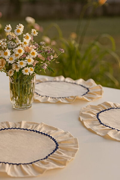 Vareni Keten Pamuklu Dekoratif İşlemeli Supla