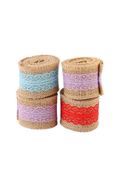 Meven Set Beauty شريط من الخيش البني بنقاط متعددة الألوان - قطعة واحدة، حوالي 2 متر × 6 سم