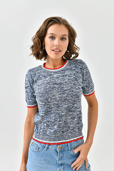 Park Karon Pulover tricotat cu mânecă scurtă pentru femei guler rotund 10192