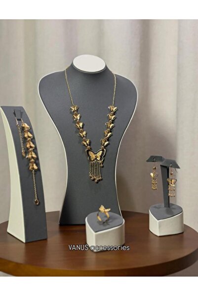 vanus fashion طقم اكسسوار ذهبي A1375