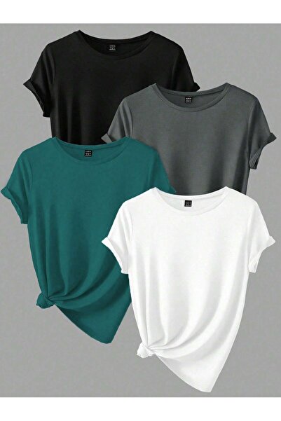 By Layina 4 RENK OVERSIZE DÜZ TİŞÖRT