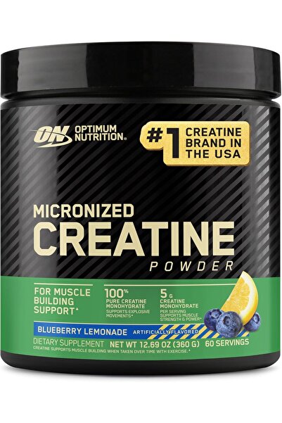 Optimum Nutrition مسحوق كرياتين أحادي الهيدرات دقيق التجزئة، كرياتين بنكهة عصير الليمون والتوت الأزرق، 60 حصة