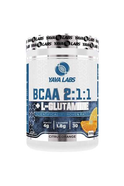 YABER يافا لابز بي سي إيه إيه 2:1:1 + إل-جلوتامين 300 غرام بنكهة البرتقال الح...