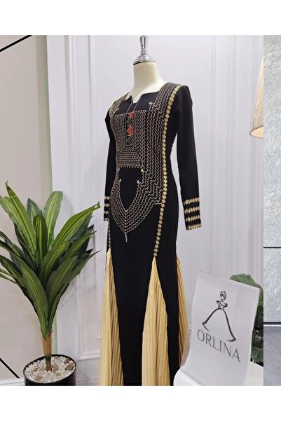 Orlina جلابية اصالة عسير الفاخرة بتطريز المقصب وكسرات الكلوش