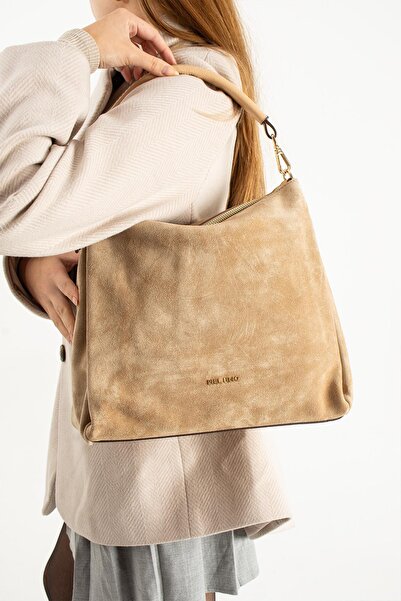 PIEL LINO KADIN HAKİKİ SÜET DERİ OMUZ VE ÇAPRAZ ÇANTA PL029-S BEJ