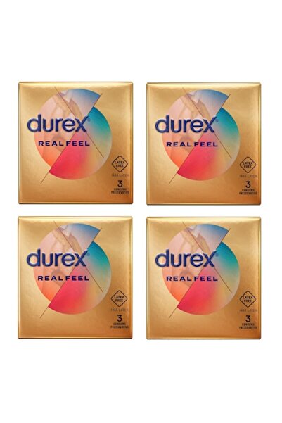 Durex Set of 12 Real Feel Latex-Free Condoms, Regular Fit Normal