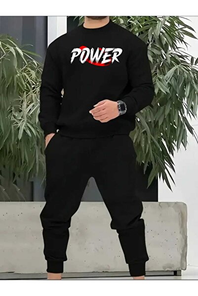 tkn your style ERKEK POWER ALT TOP Swea cu gâtul turnat cu design cu imprimeu...