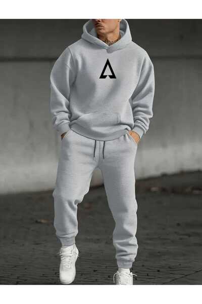 tkn your style GEOMETRIC TRIANGLE Design imprimat ALT TOP Set hanorac cu glugă