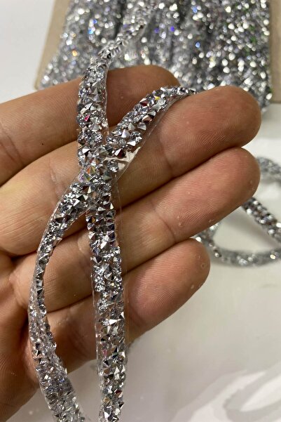 Limelia Aplic decorativ cu bandă de piatră lipită prin fier fin, 1 cm argintiu