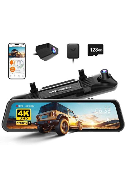 WOLFBOX كاميرا G900 PRO للسيارة بشاشة 12 بوصة بدقة 4K مع مرآة ومستشعر STARVIS 2 IMX678