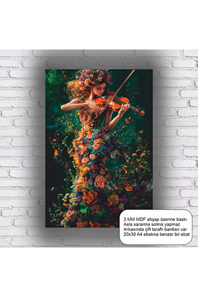 Hayat Poster Music Engraving Violin Playing Woman Aesthetic Artistic Decoration Mdf Painting Wood Poster