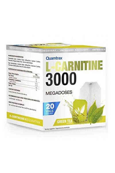 Quamtrax L-Carnitine 3000 Shot Green Tea Flavor 20 Vials 25ml